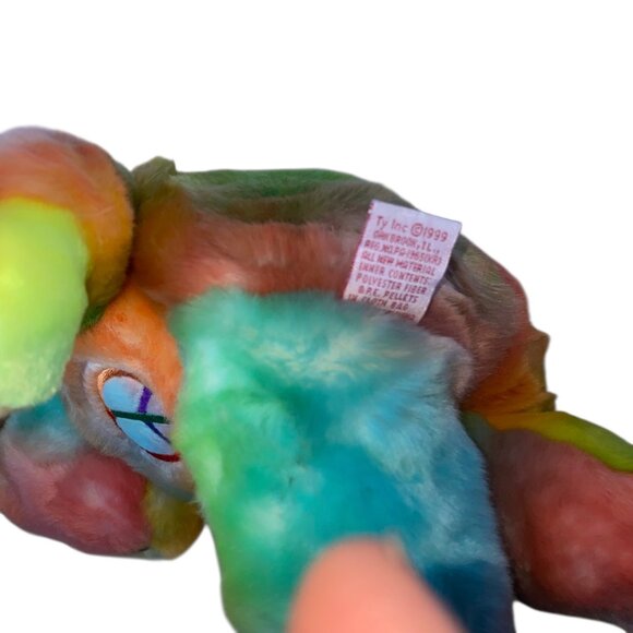 Ty Beanie Buddies Collection Peace Bear Plush 1999 14” Tie Dye Smoke-Free Home - Picture 5 of 13
